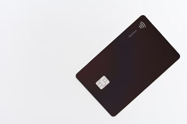 Black business payment card with chip